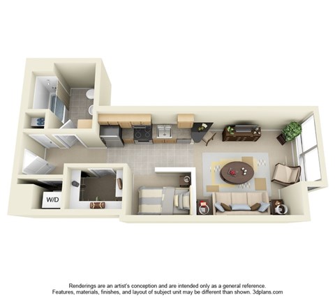 M Street Apartments in Seattle, Washington Studio Floor Plan